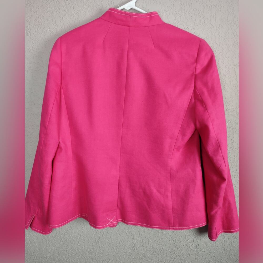 J. CREW Going Out Blazer Stretch Linen Blend Jacket Pink Open Front Sz 10 A1253 - Picture 3 of 14